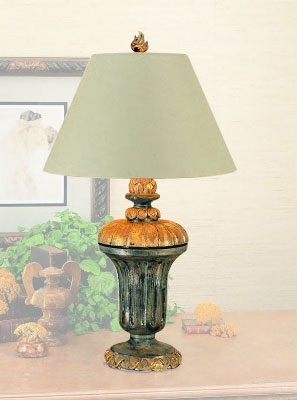 Ornately Hand Carved Wooden Silhouette Table  Lamp