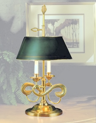 Traditional Double Arm Table Lamp with Sculptured Swan Motif