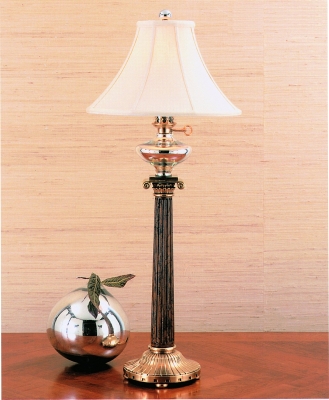 Wooden Column Oil Lamp