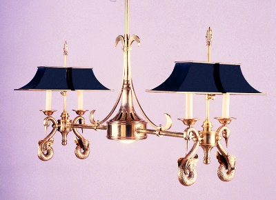 Traditional Chandelier with Swan Motif and Down Light