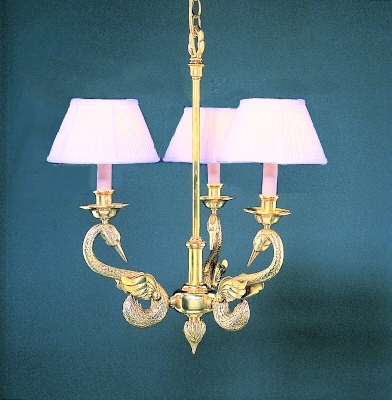 Traditional French Chandelier with Sculptured Swan Motif