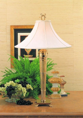 Fluted Tapered Column with Garland and Cabochon Motif