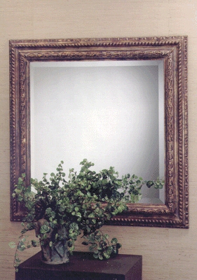 Hand Carved Square Mirror Beveled Glass