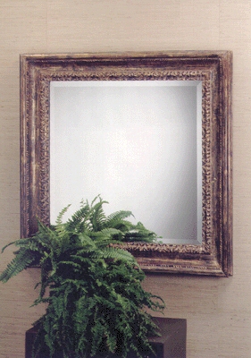 Hand Carved Square Mirror With Exaggerated Italian Style Moulding