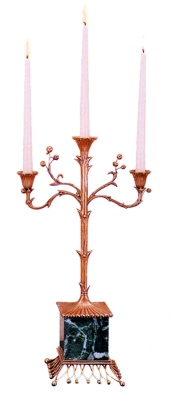 Two Arm Regency Candleholder with Removable Center Finial  for Optional Third Holder