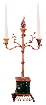 Two Arm Regency Candleholder with Removable Center Finial  for Optional Third Holder