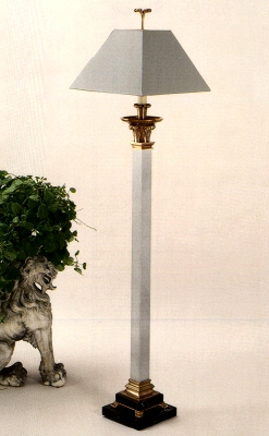 Square Column Floor Lamp Crowned with Leaves