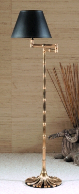 Swing Arm Floor Lamp with Bamboo Motif